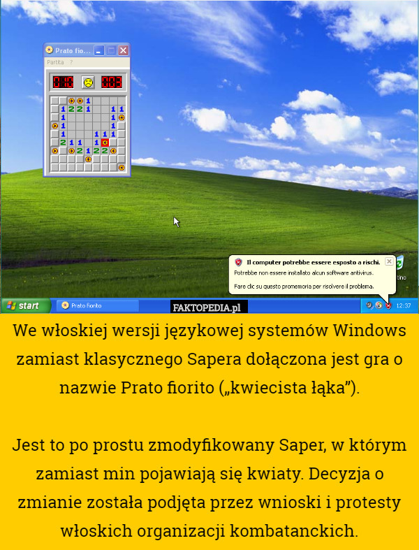 We włoskiej wersji językowej systemów Windows zamiast klasycznego Sapera
