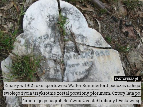 Zmarły w 1912 roku sportowiec Walter Summerford podczas całego swojego życia