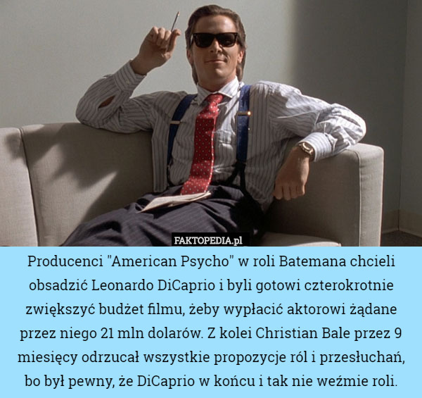 Producenci "American Psycho" w roli Batemana chcieli obsadzić
