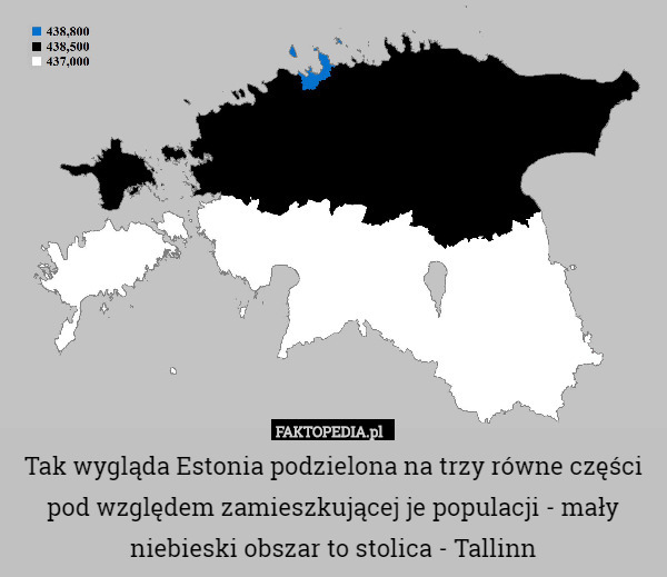Tak wygląda Estonia podzielona na trzy równe części pod względem zamieszkiwanej