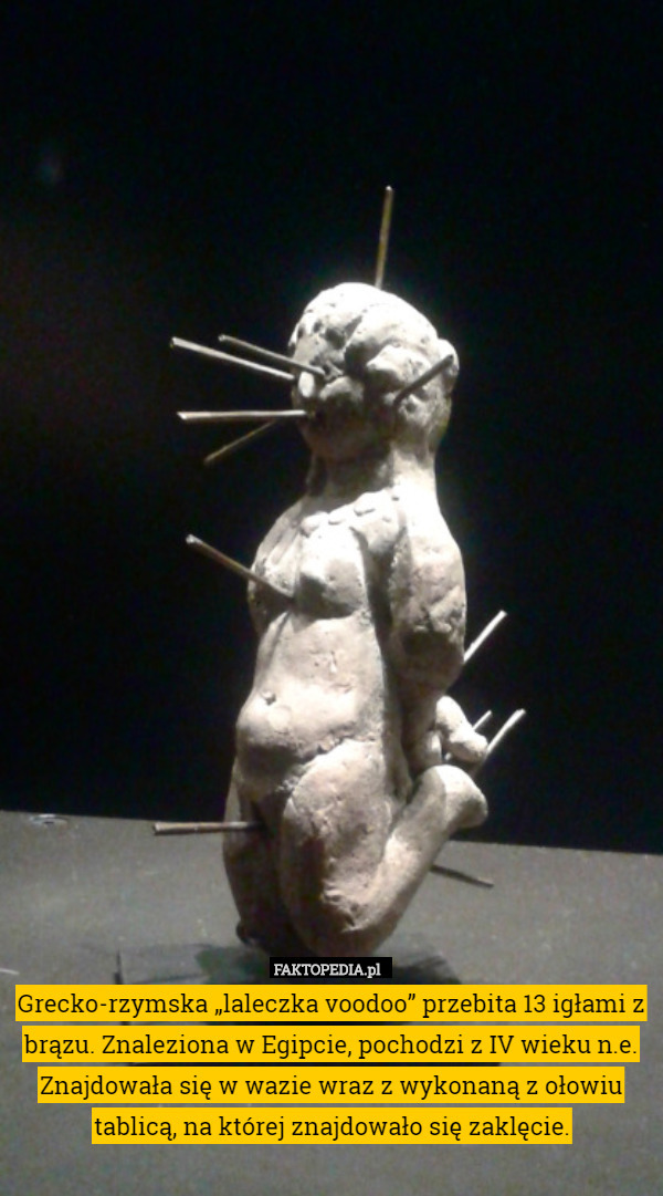 Grecko-rzymska „laleczka voodoo” przebita 13 igłami z brązu. Znaleziona