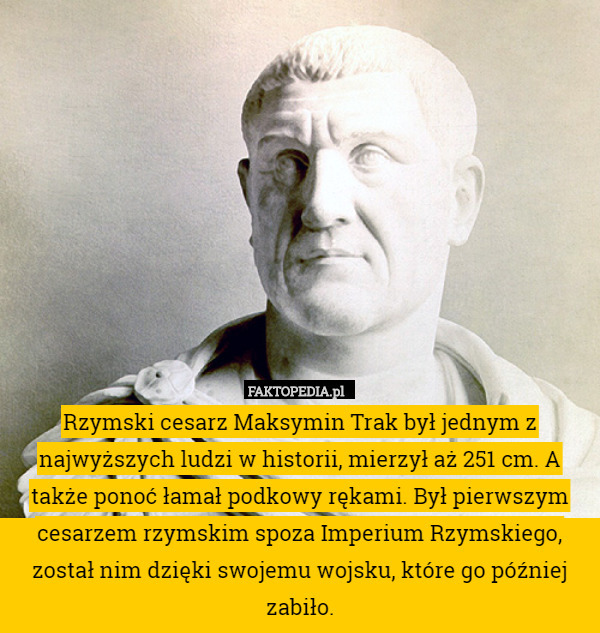 Rzymski cesarz Maksymin Trak był jednym z najwyższych ludzi w historii,