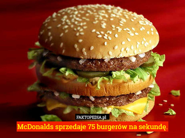 McDonald's sprzedaje 75 burgerów na sekundę.