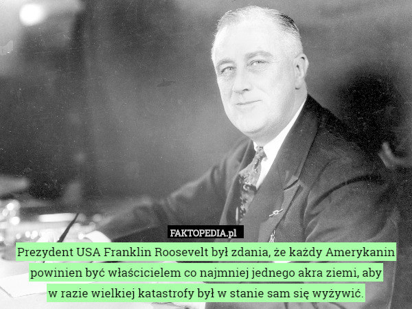 Prezydent USA Franklin Roosevelt był zdania, że każdy Amerykanin powinien