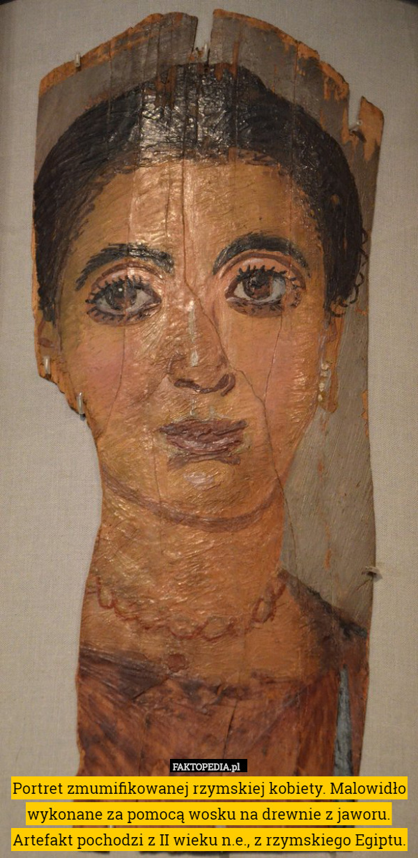 Portret zmumifikowanej rzymskiej kobiety. Malowidło wykonane za pomocą wosku