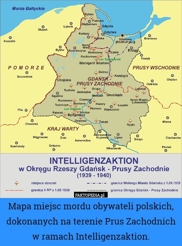 Mapa miejsc mordu obywateli polskich, dokonanych na terenie "Prus Zachodnich",