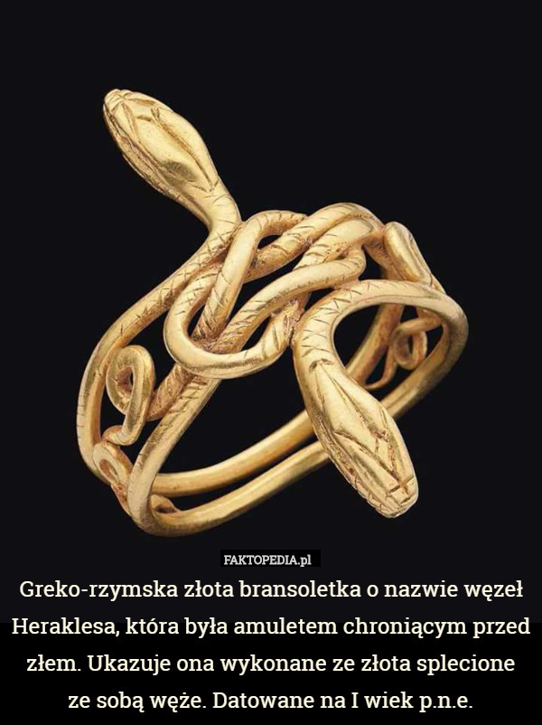 Greko-rzymska złota bransoletka o nazwie węzeł Heraklesa, która była amuletem