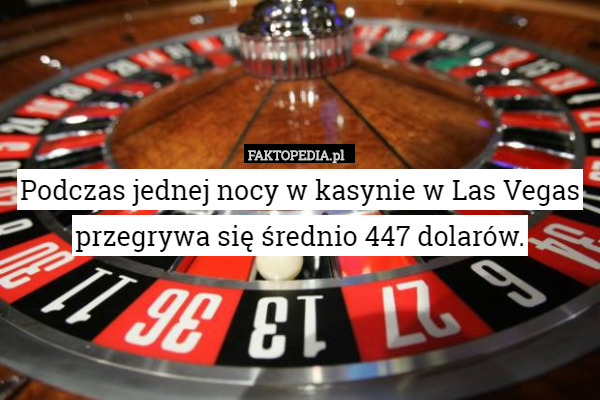 Podczas jednej nocy w kasynie w Las Vegas przegrywa się 447 dolarów.
