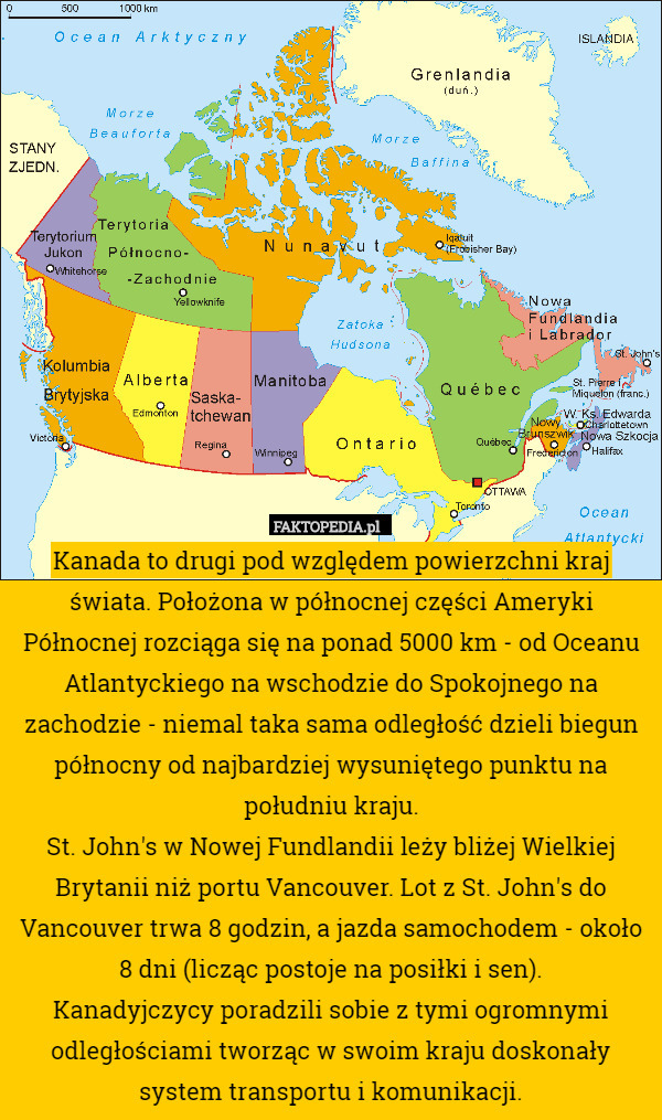 Kanada to drugi pod względem powierzchni kraj świata. Położona w północnej