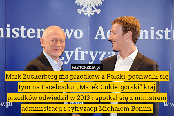 Mark Zuckerberg ma przodków z Polski, pochwalił się tym na Facebooku.