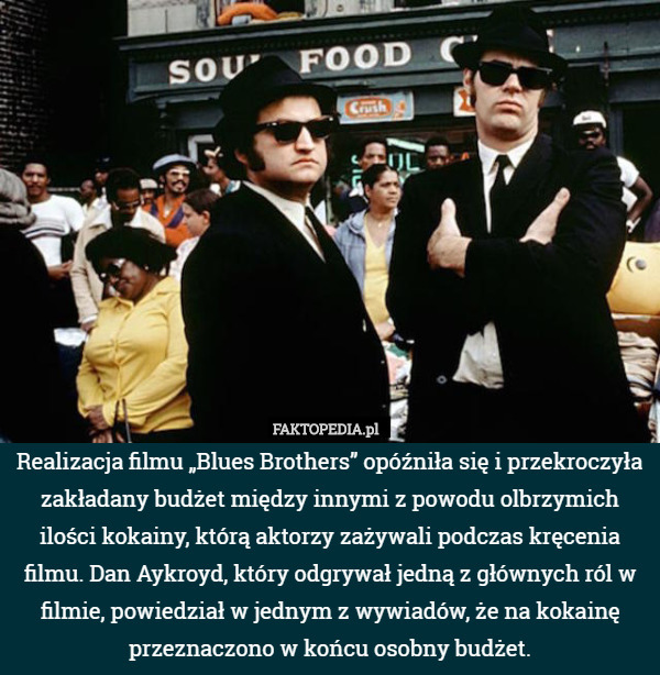Realizacja filmu „Blues Brothers” opóźniła się i przekroczyła zakładany