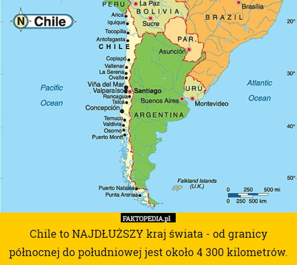Chile to NAJDŁUŻSZY kraj świata - od granicy północnej do południowej jest