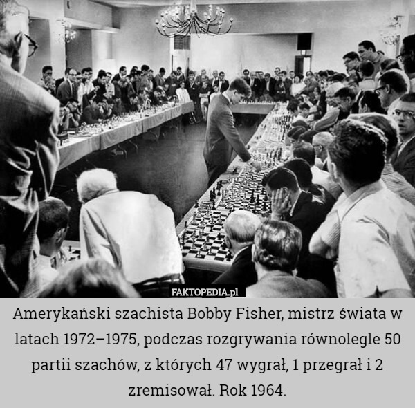 Amerykański szachista Bobby Fisher, mistrz świata w latach 1972–1975, podczas