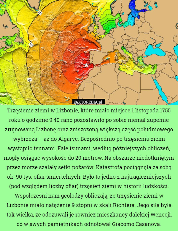 Trzęsienie ziemi w Lizbonie, które miało miejsce 1 listopada 1755 roku o