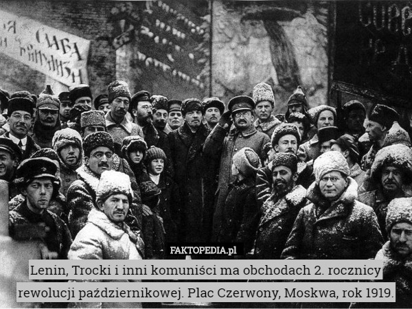 Lenin, Trocki i inni komuniści ma obchodach 2. rocznicy rewolucji październikowej.
