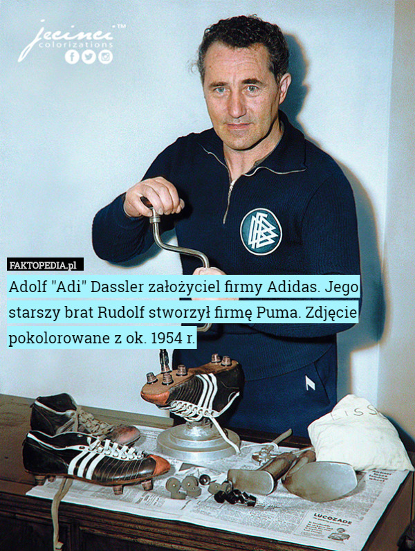 Adolf "Adi" Dassler założyciel firmy Adidas. Jego starszy brat