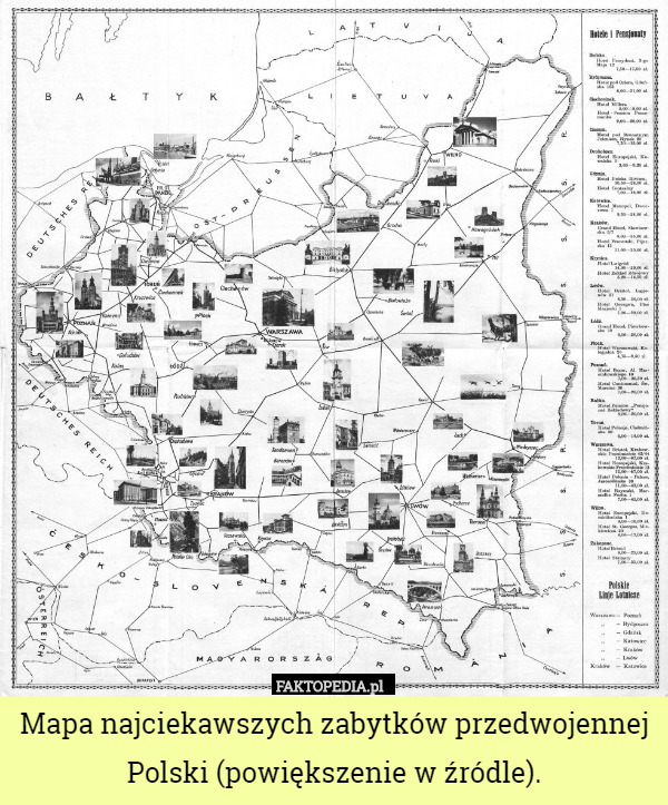 Mapa najciekawszych zabytków przedwojennej Polski