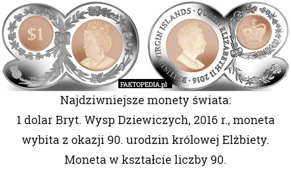 Najdziwniejsze monety świata:1 dolar Bryt. Wysp Dziewiczych, 2016 r., moneta