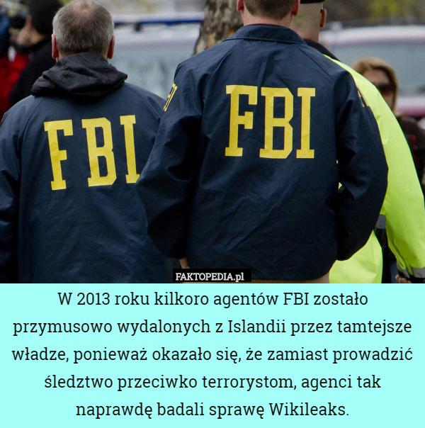 W 2013 roku kilkoro agentów FBI zostało przymusowo wydalonych z Islandii