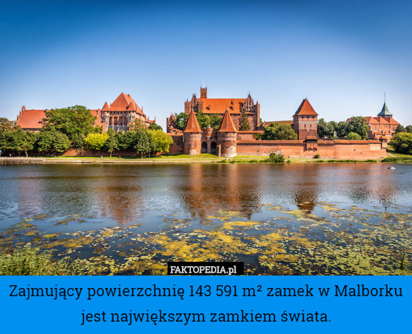 Zajmujący powierzchnię 143 591 m² zamek w Malborku jest największym zamkiem