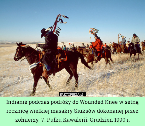 Indianie podczas podróży do Wounded Knee w setną rocznicę wielkiej masakry