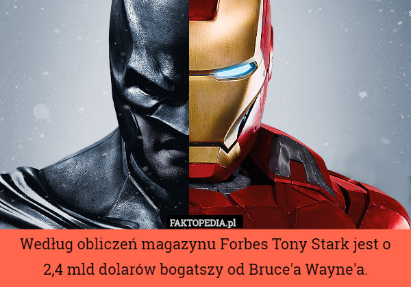 Według obliczeń magazynu Forbes Tony Stark jest o 2,4 mld dolarów bogatszy