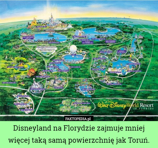 Disneyland na Florydzie zajmuje mniej więcej taką samą powierzchnię