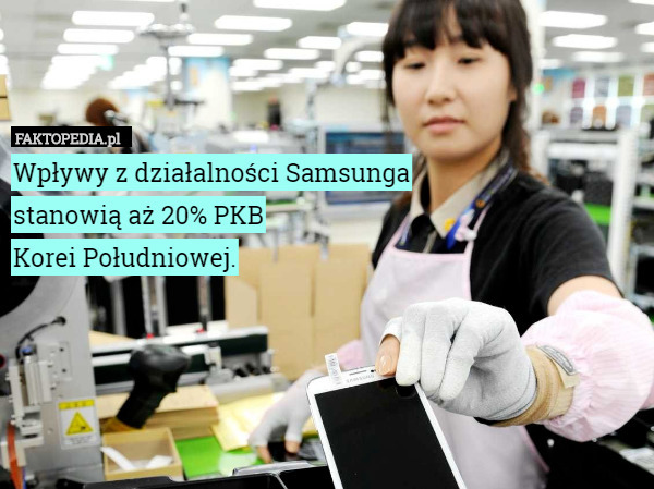Wpływy z działalności Samsungastanowią aż 20% PKBKorei Południowej.