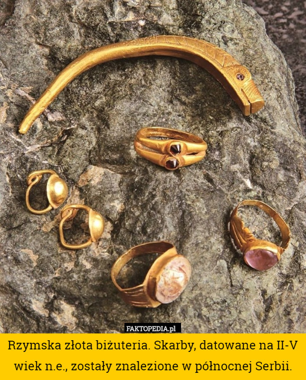 Rzymska złota biżuteria. Skarby, datowane na II-V wiek n.e., zostały znalezione