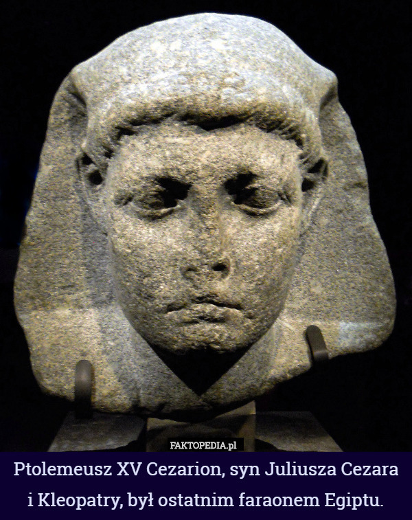 Ptolemeusz XV Cezarion, syn Juliusza Cezara i Kleopatry, był ostatnim faraonem