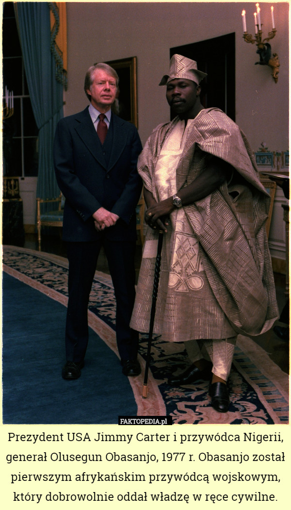 Prezydent USA Jimmy Carter i przywódca Nigerii, generał Olusegun Obasanjo,