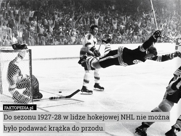 Do sezonu 1927-28 w lidze hokejowej NHL nie można było podawać krążka do