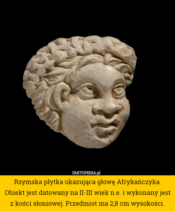 Rzymska płytka ukazująca głowę Afrykańczyka. Obiekt jest datowany na II-III
