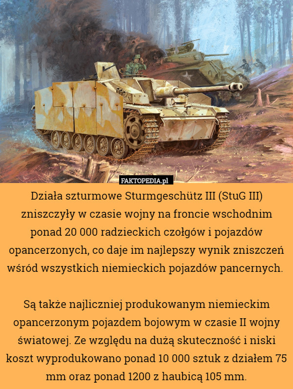 Działa szturmowe Sturmgeschütz III (StuG III) zniszczyły w czasie wojny