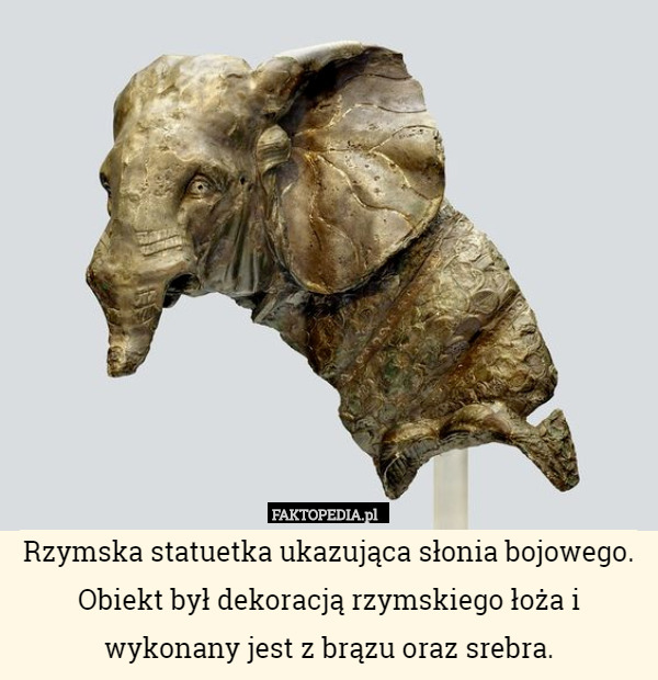 Rzymska statuetka ukazująca słonia bojowego. Obiekt był dekoracją rzymskiego