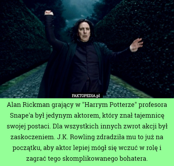 Alan Rickman grający w "Harrym Potterze" profesora Snape'a