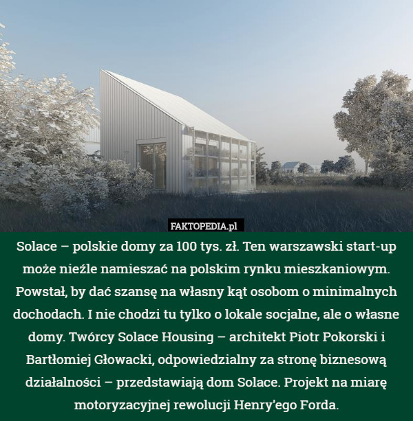 Solace – polskie domy za 100 tys. zł. Ten warszawski start-up może nieźle