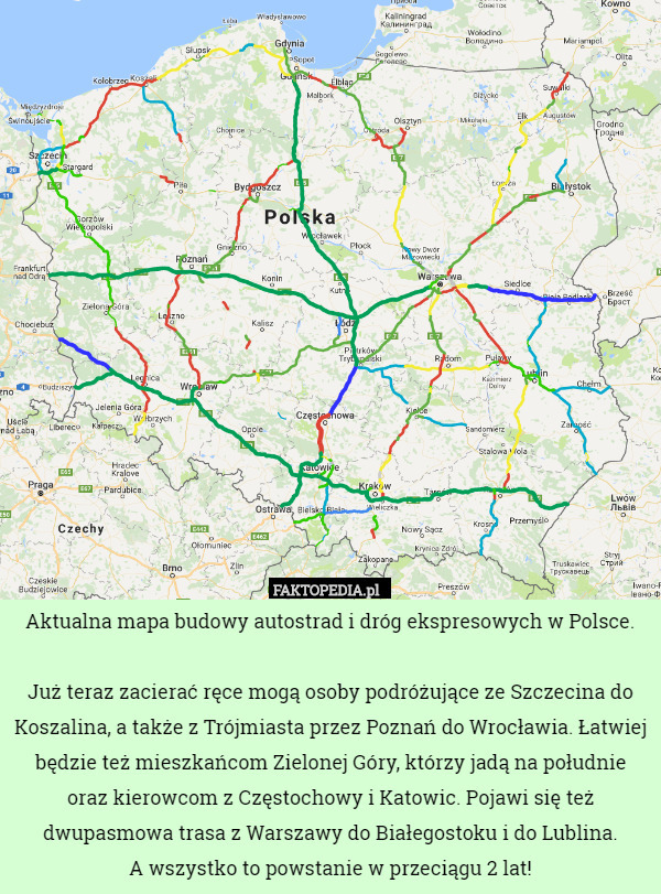 Aktualna mapa budowy autostrad i dróg ekspresowych w Polsce. Już teraz zacierać