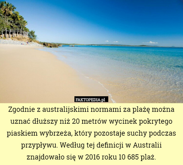 Zgodnie z australijskimi normami za plażę można uznać dłuższy niż 20 metrów