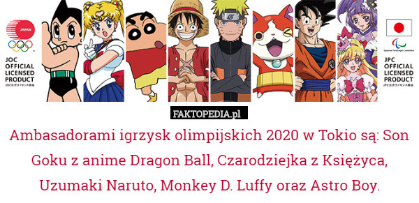 Ambasadorami igrzysk olimpijskich 2020 w Tokio są: Son Goku z anime Dragon