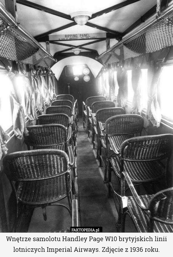 Wnętrze samolotu Handley Page W10 brytyjskich linii lotniczych Imperial