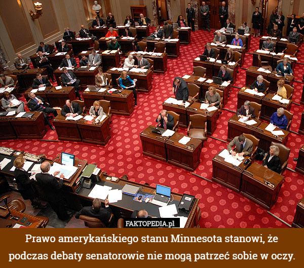 Prawo amerykańskiego stanu Minnesota stanowi, że podczas debaty senatorowie