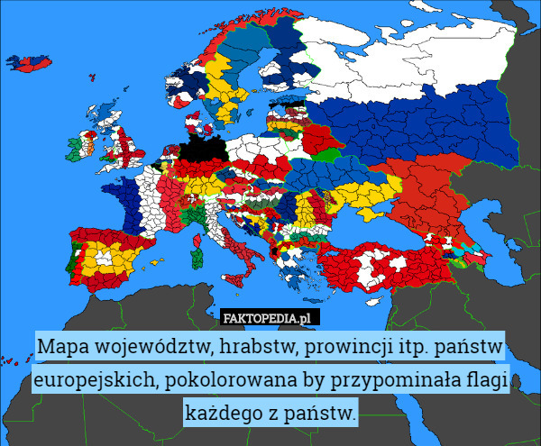 Mapa województw, hrabstw, prowincji itp. państw europejskich, pokolorowana
