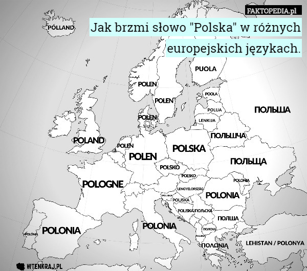 Jak brzmi słowo "Polska" w różnych europejskich językach