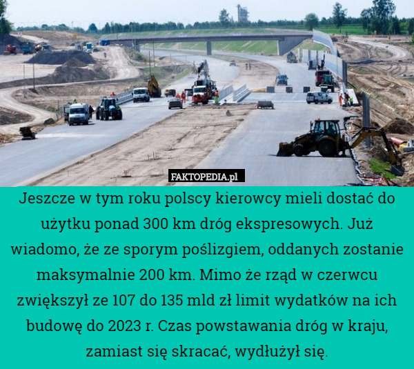 Jeszcze w tym roku polscy kierowcy mieli dostać do użytku ponad 300 km dróg
