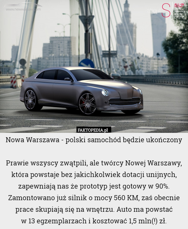 Nowa Warszawa - polski samochód będzie ukończonyPrawie wszyscy zwątpili,