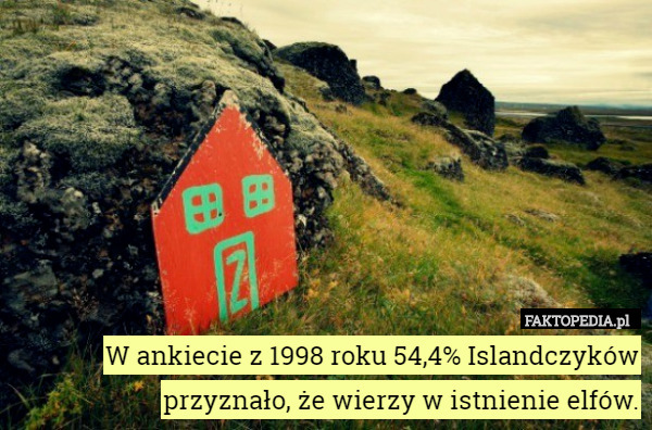 W ankiecie z 1998 roku 54,4% Islandczyków przyznało, że wierzy w istnienie