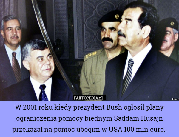 W 2001 roku kiedy prezydent Bush ogłosił plany ograniczenia pomocy biednym