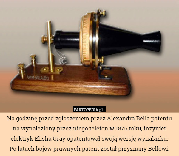 Na godzinę przed zgłoszeniem przez Alexandra Bella patentu na wynaleziony...