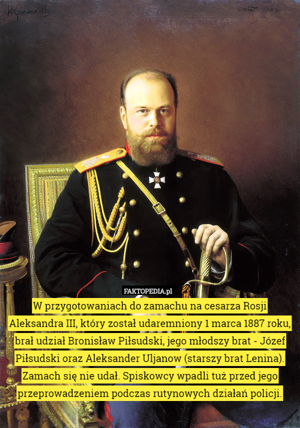 W przygotowaniach do zamachu na cesarza Rosji Aleksandra III, który został...